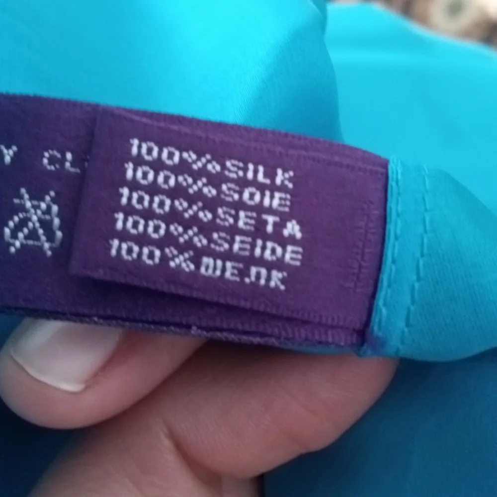 Ralph Lauren purple label women's blouse 100% silk size 6 turquoise color - Picture 14 of 17